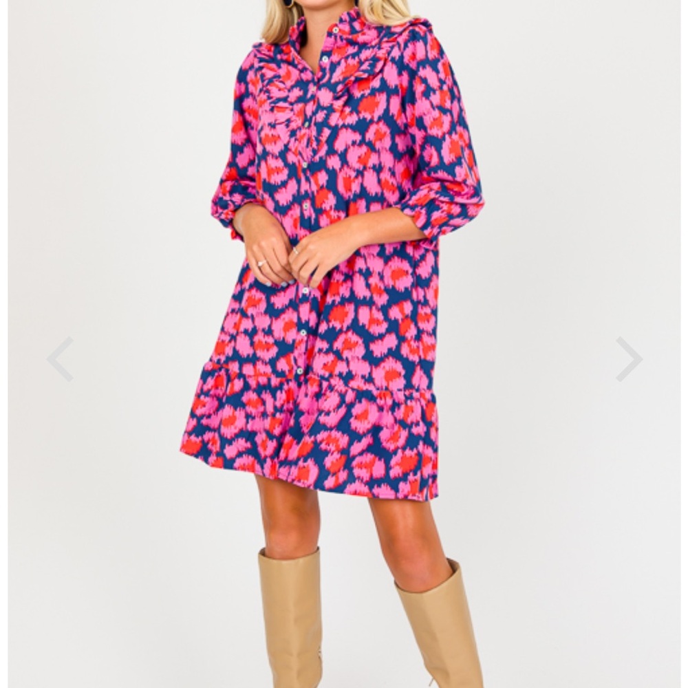 Vibrant Pink and Blue Floral Dress